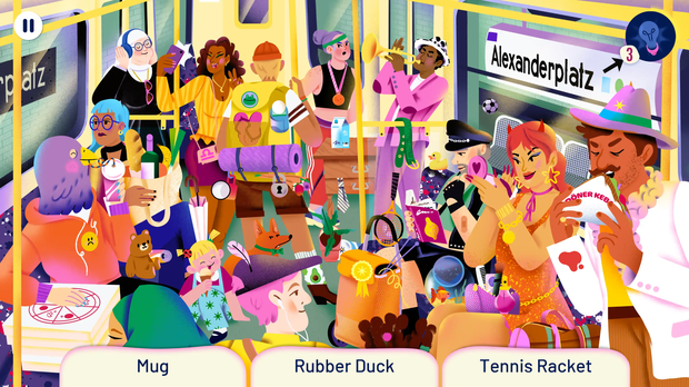 Im Spiel „Finding Hannah“ müssen Spieler:innen Gegenstände finden, zum Beispiel eine Tasse, eine Gummiente und einen Tennisschläger.
