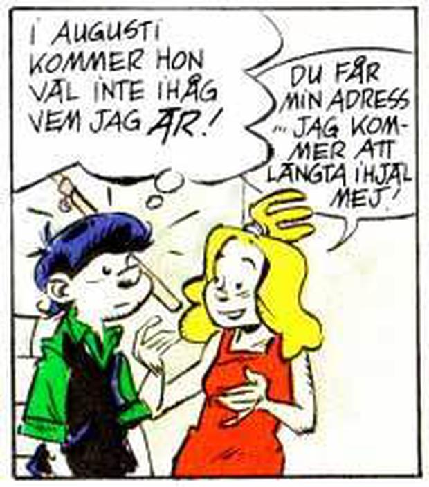  Die ersten Comics der Reihe erschienen ab 1990 in der Zeitung „Kamratposten“ , hier eine Szene daraus.