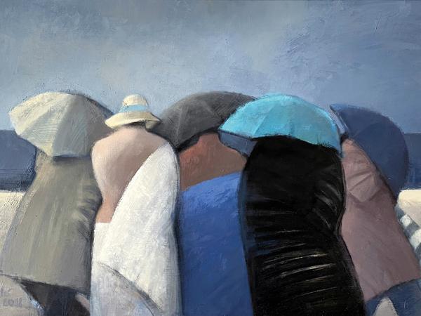 Das Bild „Mit blauer Figur“ hängt ebenfalls in der Galerie von Christine Knauber