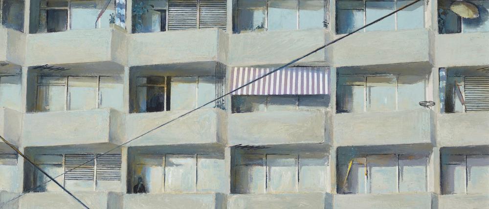 Wolfram Ebersbachs „Hausfassade“ von 1974 ist in der Ausstellung „Wohnkomplex“ im Kunsthaus Minsk in Potsdam zu sehen.