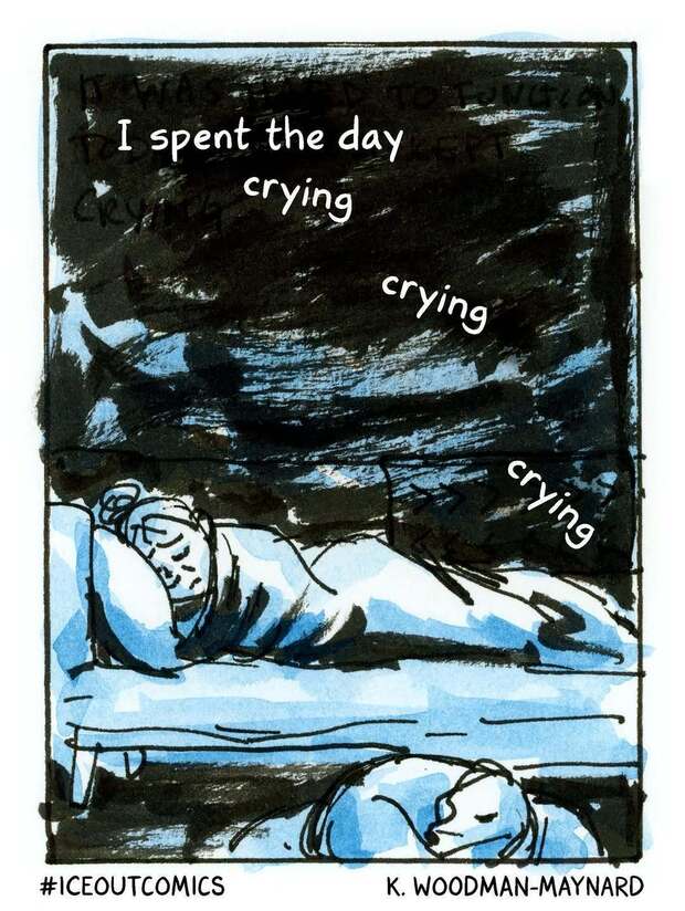 Quelle für diese Zeichnungen: K. Woodman-Maynard
Beiträge für die Aktion #iceoutcomics, mit der US-Zeichnerinnen aktuell gegen das Vorgehen der Behörde ICE protestieren und die Erlebnisse von Betroffenen dokumentieren.