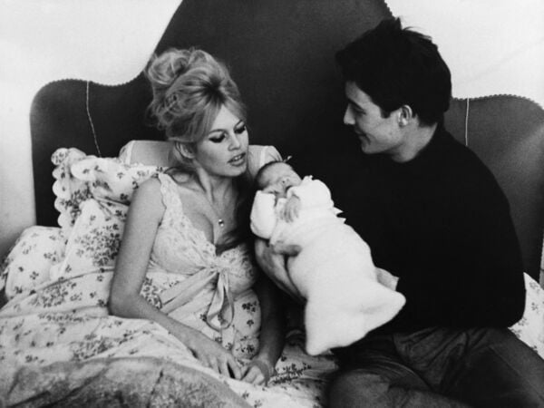 (FILES) French actress Brigitte Bardot and her husband Jacques Charrier pose on January 13, 1960 with their son Nicolas (born on January 11, 1960). French actress Brigitte Bardot died at 91 AFP learned from Bardot foundation on December 28, 2025. (Photo by AFP)