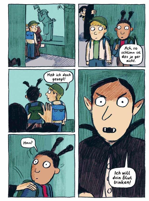 Verlagspräsentationen von Kibitz, die Illustration ist aus dem Buch "Der Zahn" von Ayşe Klinge