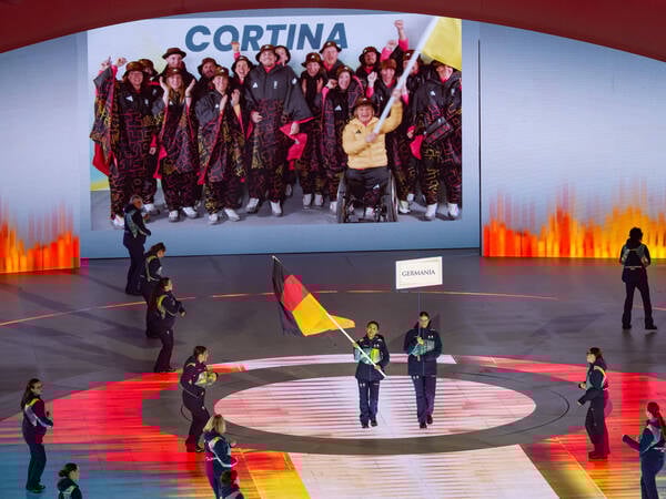 Opening Ceremony - Millano Cortina 2026 Winter Paralympics: Day 0 Opening Ceremony - Milano Cortina 2026 Winter Paralympics: Day 0 Verona VERONA, ITALY - MARCH 6: Opening Ceremony Verona Olympic Arena German flag is coming into the Verona Olympic Arena Impression of the Opening Ceremony on day zero of the Milano Cortina 2026 Winter Paralympics at Verona Arena on March 6, 2026 in Verona, Italy Photo by RALF KUCKUCK Copyright 2026 Ralf Kuckuck