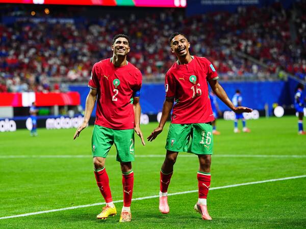 Morocco v Haiti - FIFA World Cup, WM, Weltmeisterschaft, Fussball 2026 - Group C ATLANTA, USA - JUNE 24: Gassime Yassine 16 of Morocco celebrates with Achraf Hakimi 2 after scoring a goal during 2026 FIFA World Cup First Stage Group C match between Morocco and Haiti at Mercedes-Benz Stadium Atlanta Stadium in Atlanta, Georgia, United States on June 24, 2026. Evrim Aydin / Anadolu Georgia United States. Editorial use only. Please get in touch for any other usage. PUBLICATIONxNOTxINxTURxUSAxCANxUKxJPNxITAxFRAxAUSxESPxBELxKORxRSAxHKGxNZL Copyright: x2026xAnadoluxEvrimxAydinx