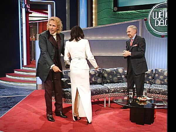 Thomas Gottschalk, Harald Juhnke, Iris Berben, Foto: PR/Archiv ZDF/Wetten, dass...?