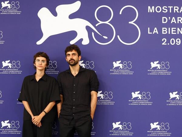 Directors Yuval Abraham and Rachel Szor pose during a photocall for the documentary "Naza" in Competition, at the 83rd Venice International Film Festival, in Venice, Italy, September 10, 2026. REUTERS/Yves Herman