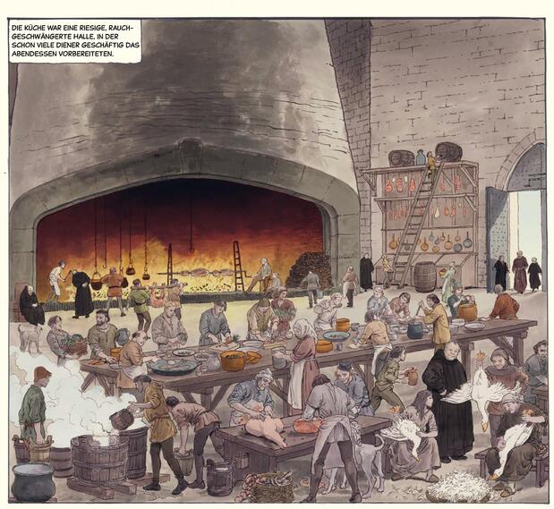 von Milo Manara gezeichnete Graphic Novel "Der Name der Rose" (nach Umberto Eco).Quelle: Hanser